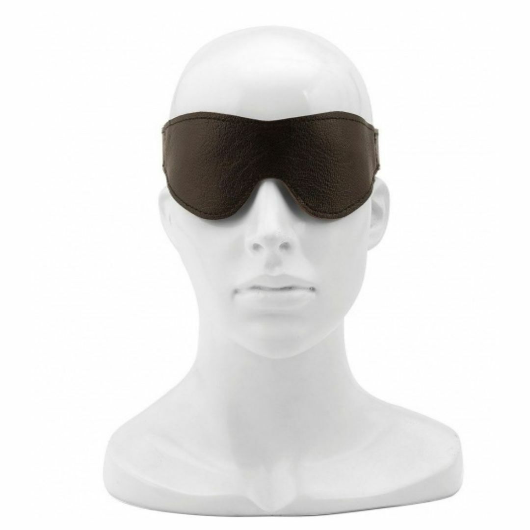 Liebe Seele 高級山羊皮 BDSM 眼罩，黑色/酒紅色，柔軟天鵝絨內襯，完全遮光，Velcro 可調設計，極致舒適。