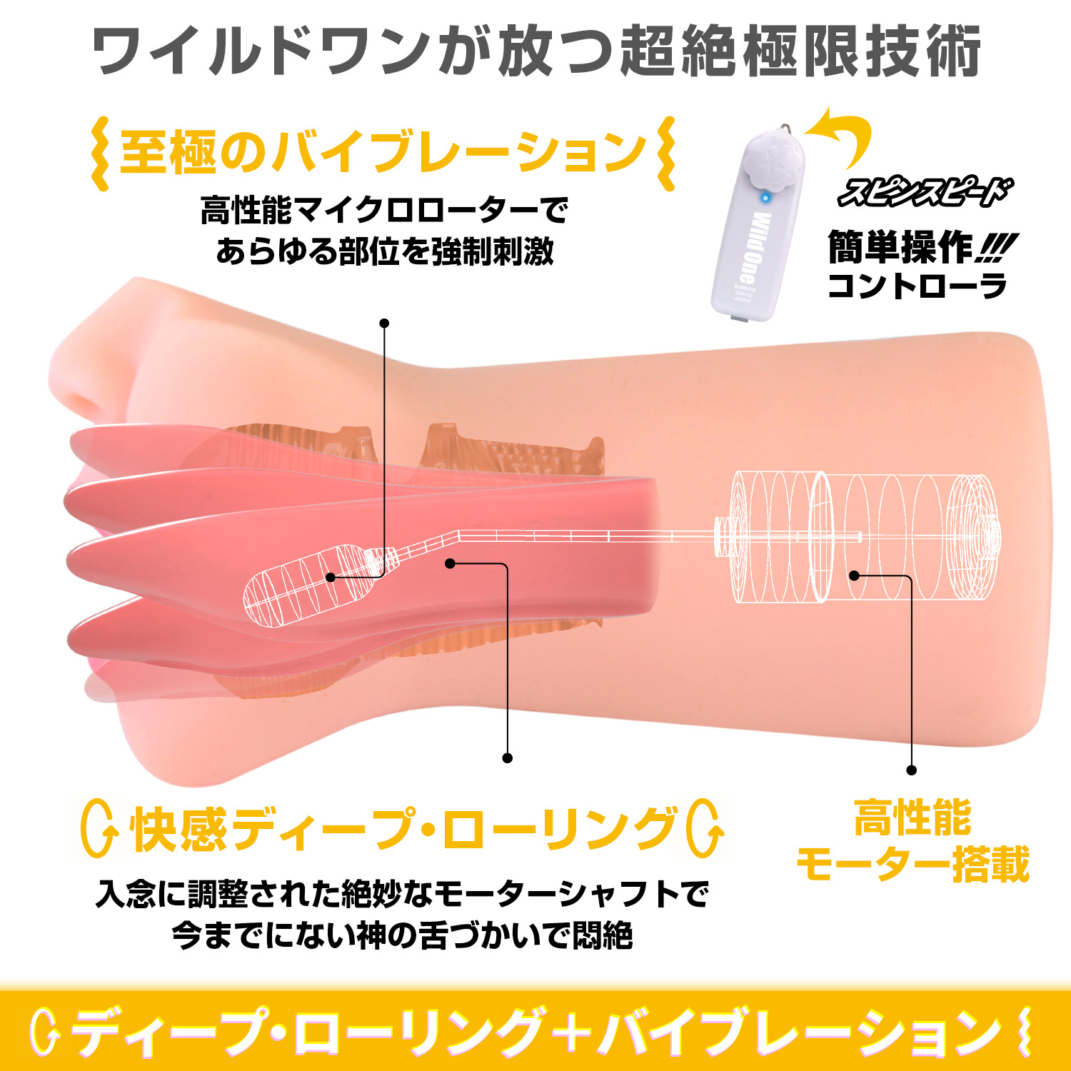 非貫通設計，90mm口腔深度，舌頭尺寸90mm，帶來無與倫比的滾動效果。