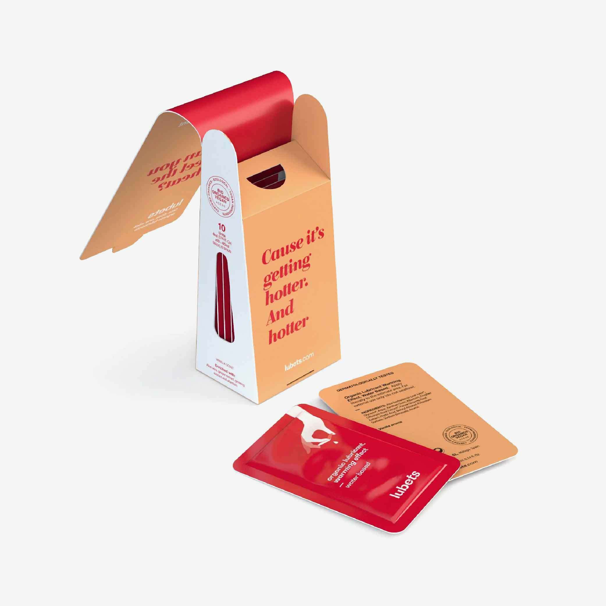 Lubets 溫感潤滑液 10 片裝，水性低敏配方，富含蘆薈與修護成分，滋潤親膚，溫暖感受讓情愛體驗更愉悅。