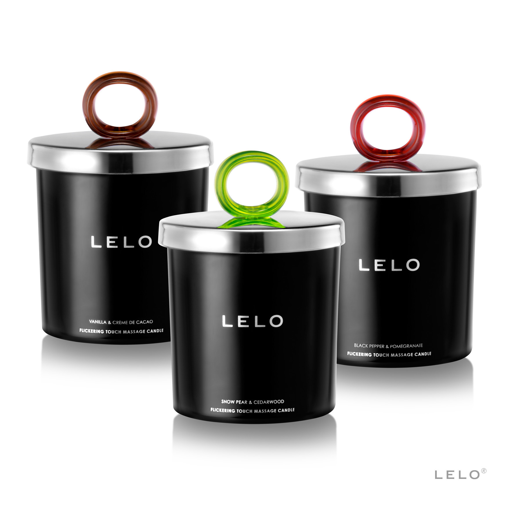 LELO 按摩蠟燭，黑胡椒石榴香氣，100% 天然豆蠟與乳木果油，提供奢華放鬆與親密按摩體驗。