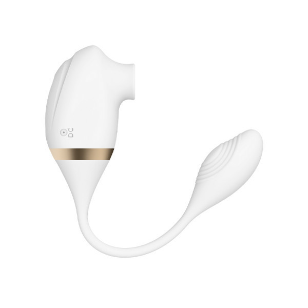 白色吸啜震動器，強力雙重刺激，7種吸啜+10種震動模式，USB充電設計，50分鐘續航。
