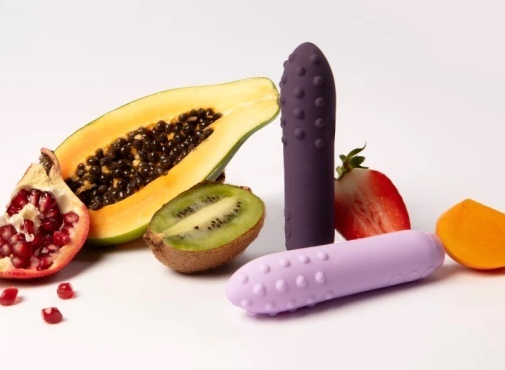 Je Joue Duet Bullet 子彈震動器，淺紫色/紫色，雙面設計，5速7頻，醫療級矽膠製