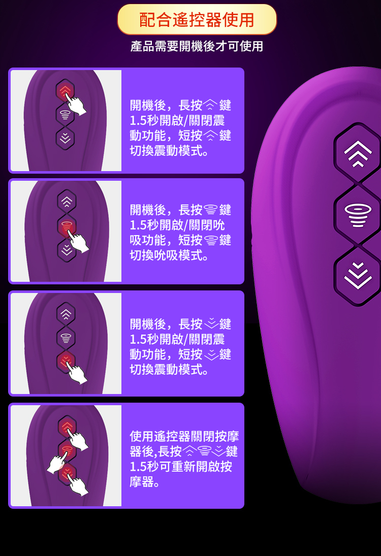 Erocome Cancri 巨蟹座 無線遙控吸啜雙頭震動棒 紫色