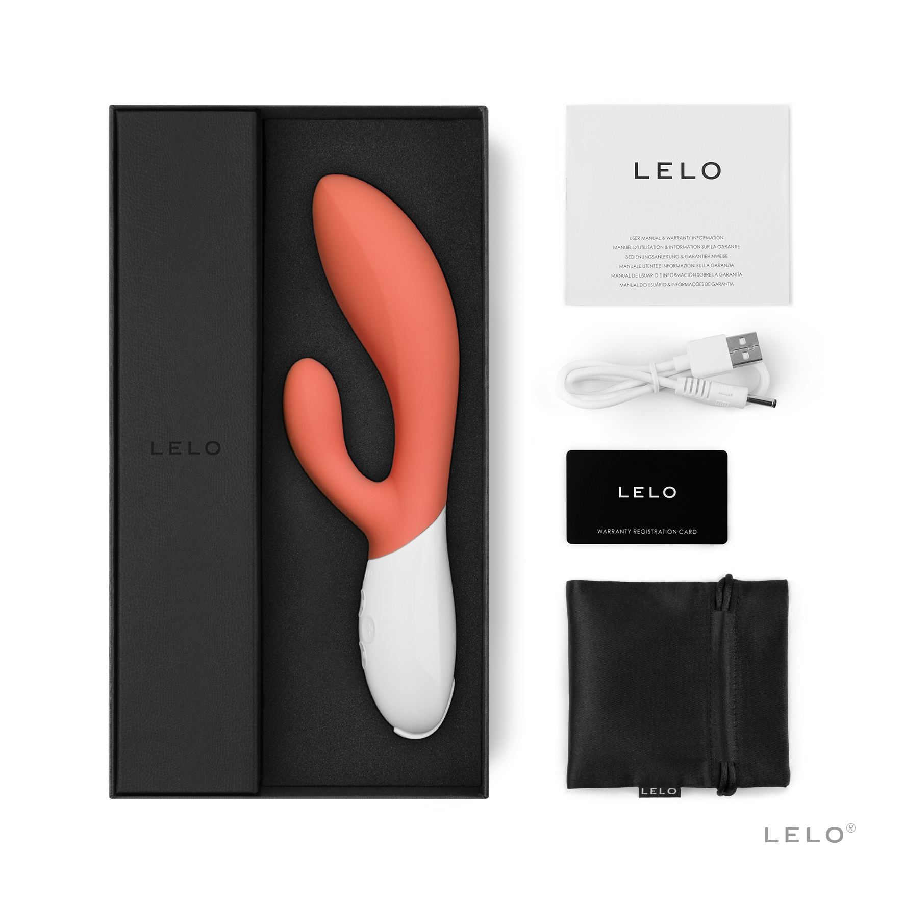 LELO Ina 3 強力雙頭震動按摩棒，10 種模式選擇，防水 USB 充電，探索無限雙重高潮。