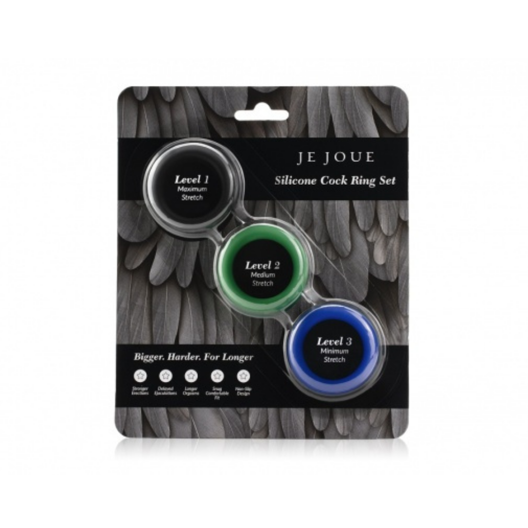 Je Joue 陰莖環三合一套裝，高級矽膠材質，三款不同拉伸級別，防滑設計穩定貼合