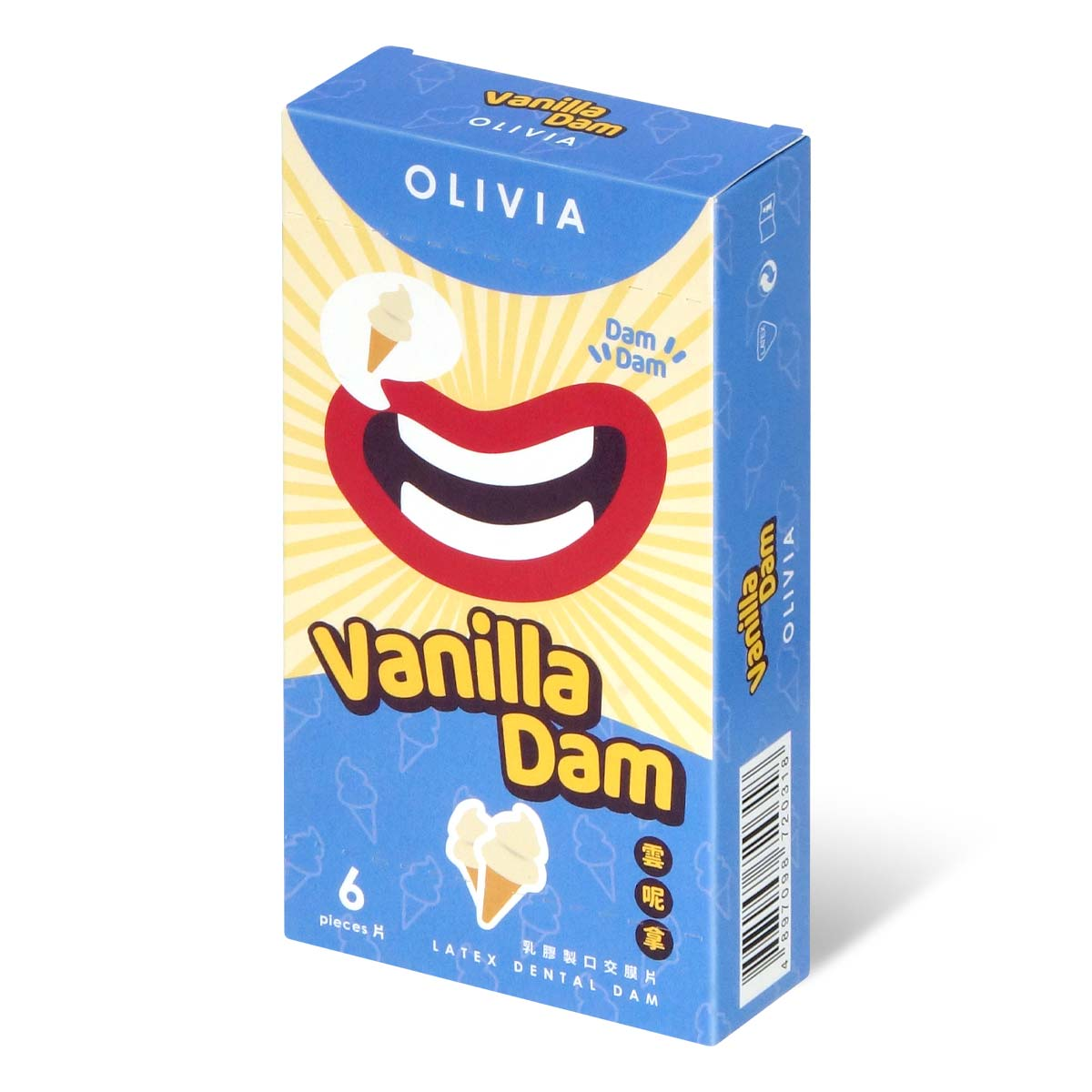 莉維亞 Olivia 雲呢拿香味口交膜片，天然乳膠材質，6片裝，提升口愛體驗與衛生。