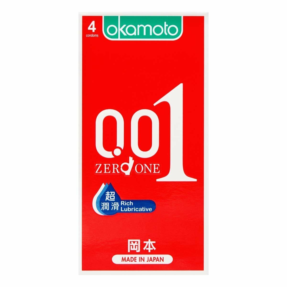 岡本 0.01 水性聚氨酯超潤滑 4 片裝 PU 安全套-SING DR