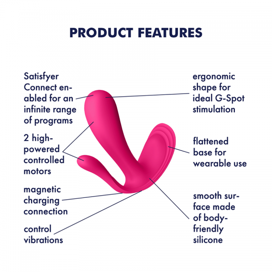 Satisfyer Top Secret+ 手機APP 穿戴式按摩棒 (黑色/粉紅色)-SING DR