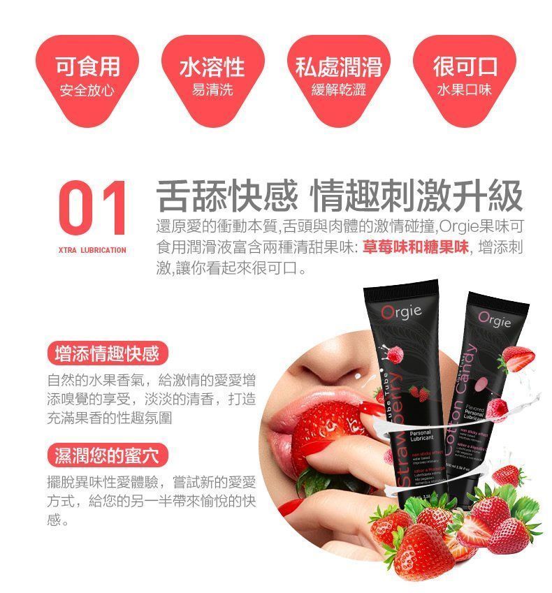 Orgie Lube Tube 水性潤滑劑 士多啤梨味 100ml-SING DR
