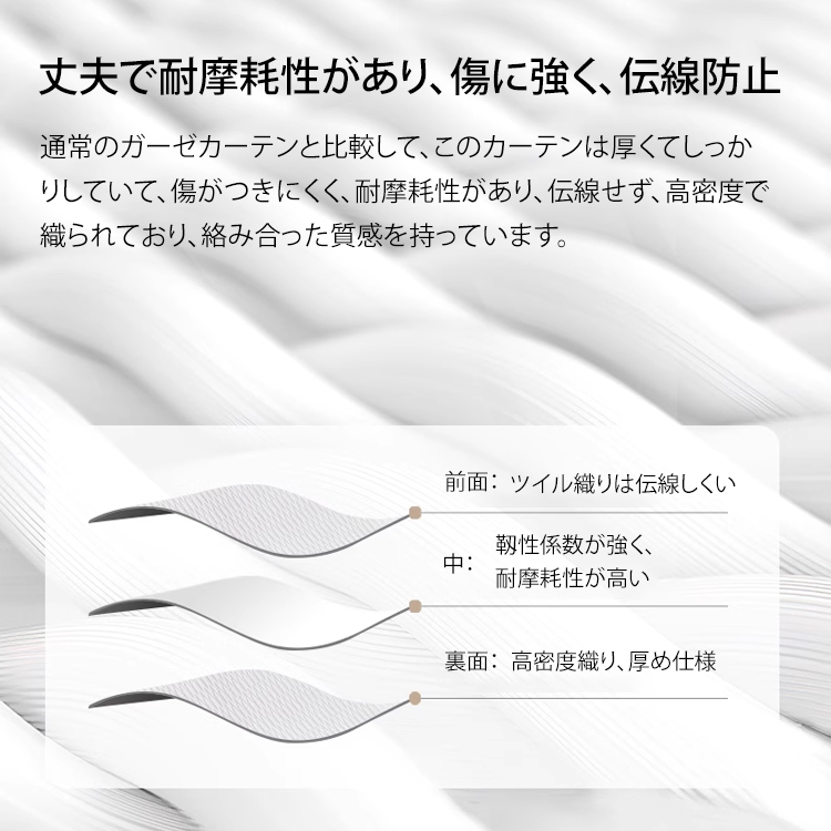 【昼も夜もしっかり目隠し】高密度レースカーテン