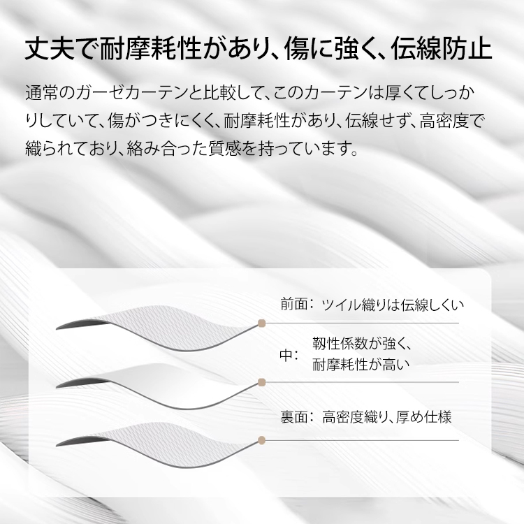 【昼も夜もしっかり目隠し】高密度レースカーテン