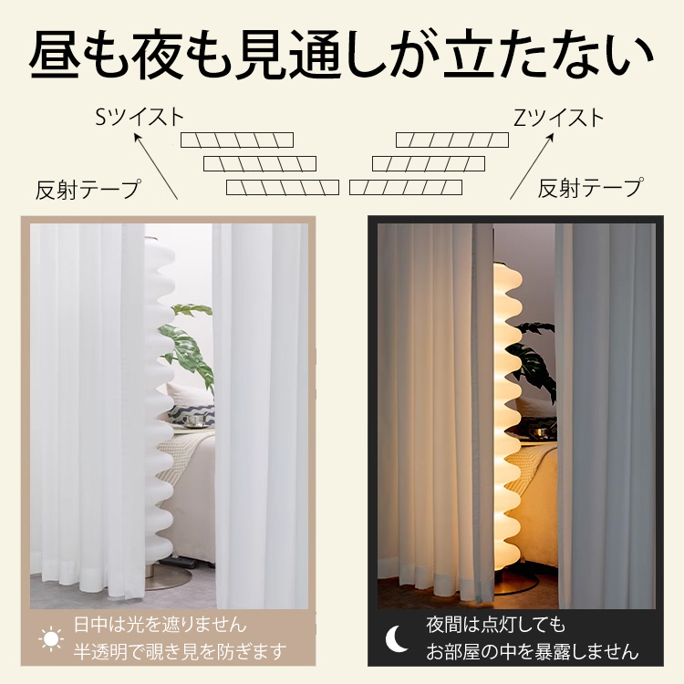 【昼も夜もしっかり目隠し】高密度レースカーテン