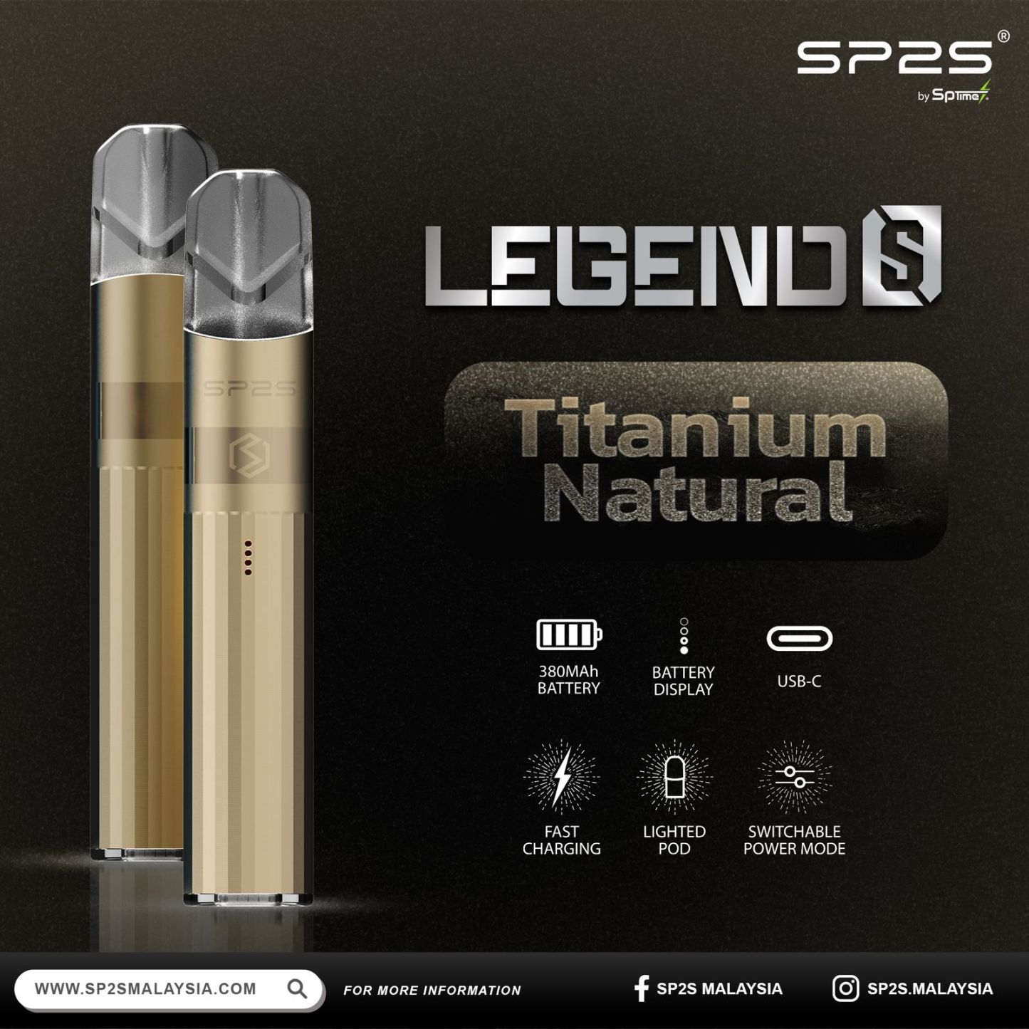 【SP2S升級版鈦合金主機】🔥新品上市🔥正品sp2s思博瑞/ 時尚大氣的外觀/通用於一代煙彈/台灣現貨當天發貨