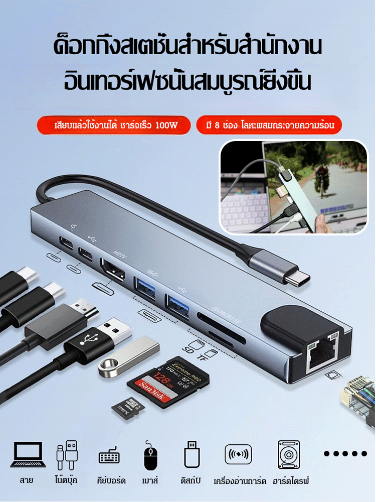ด็อกกิ้งสเตชั่นแบบ 8 ใน 1