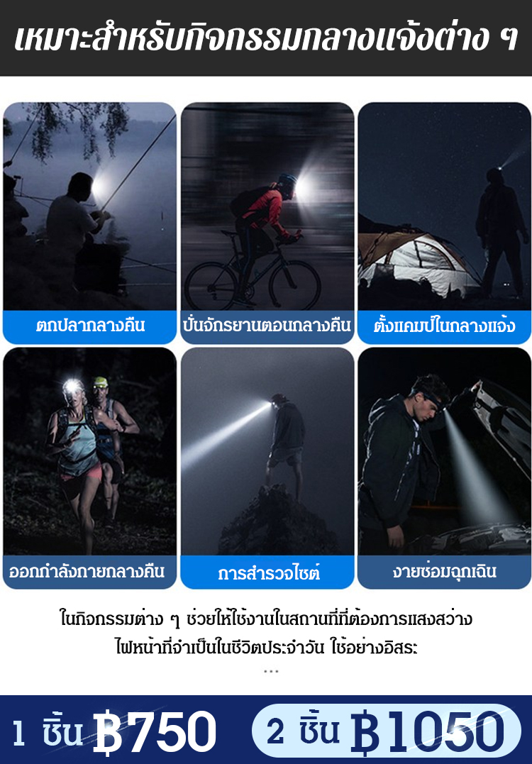 ไฟฉายคาดหัวลูดปัดไฟ XPG กำลังไฟสูงจากเยอรมัน รุ่นใหม่ (ใช้เป็นพาวเวอร์แบงค์ได้)