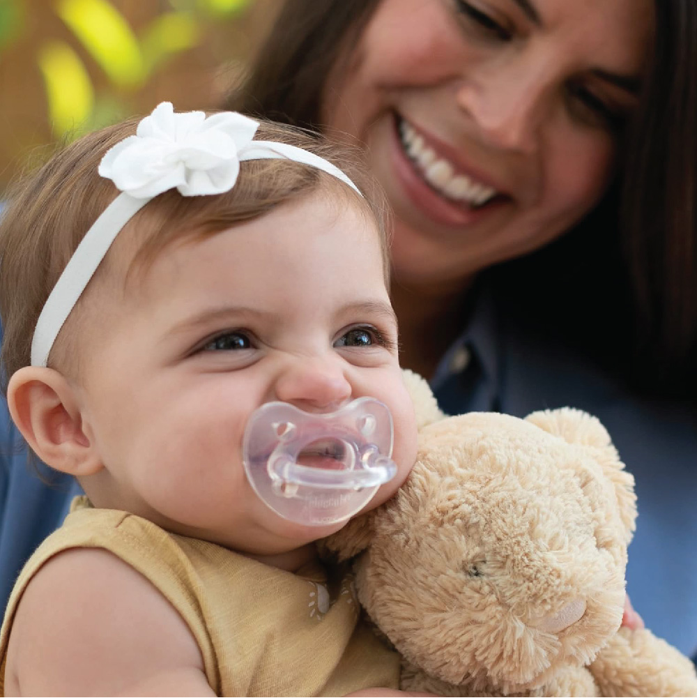 Chicco Physioforma Silicone Soother Soft Luxe (16-36M) - Blue/Grey & Orange/Transparent