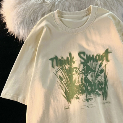 動物印花短袖襯衫女 T 卹