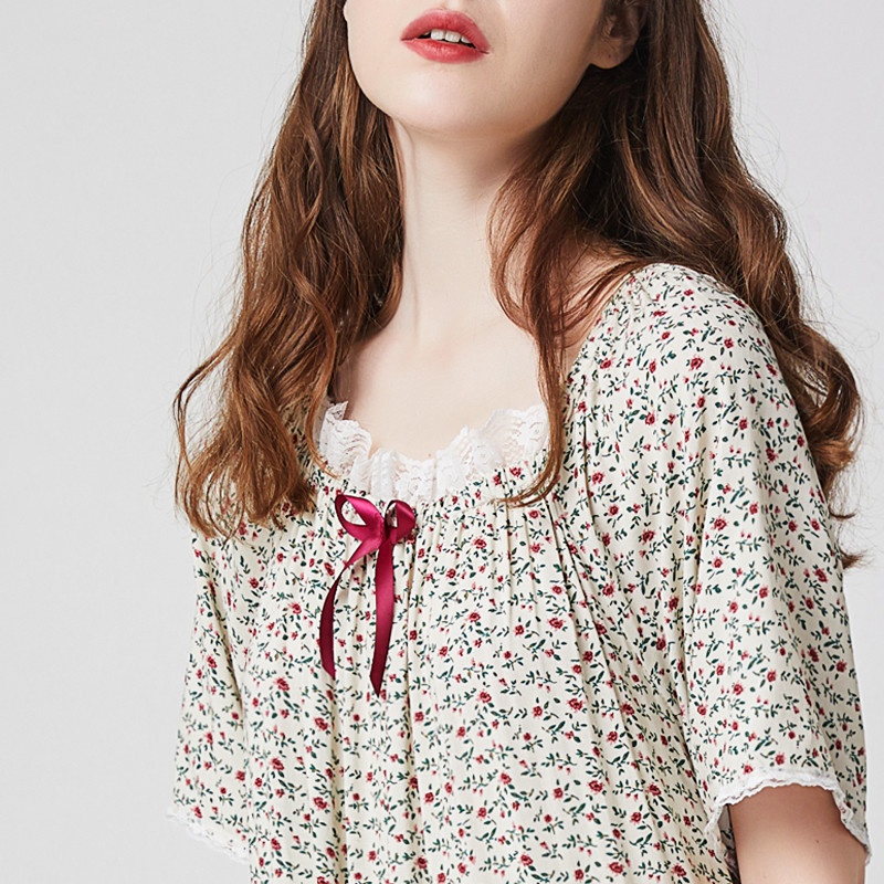 夏季女長短袖純棉歐美超長加大尺碼寬鬆公主睡衣睡衣家居服