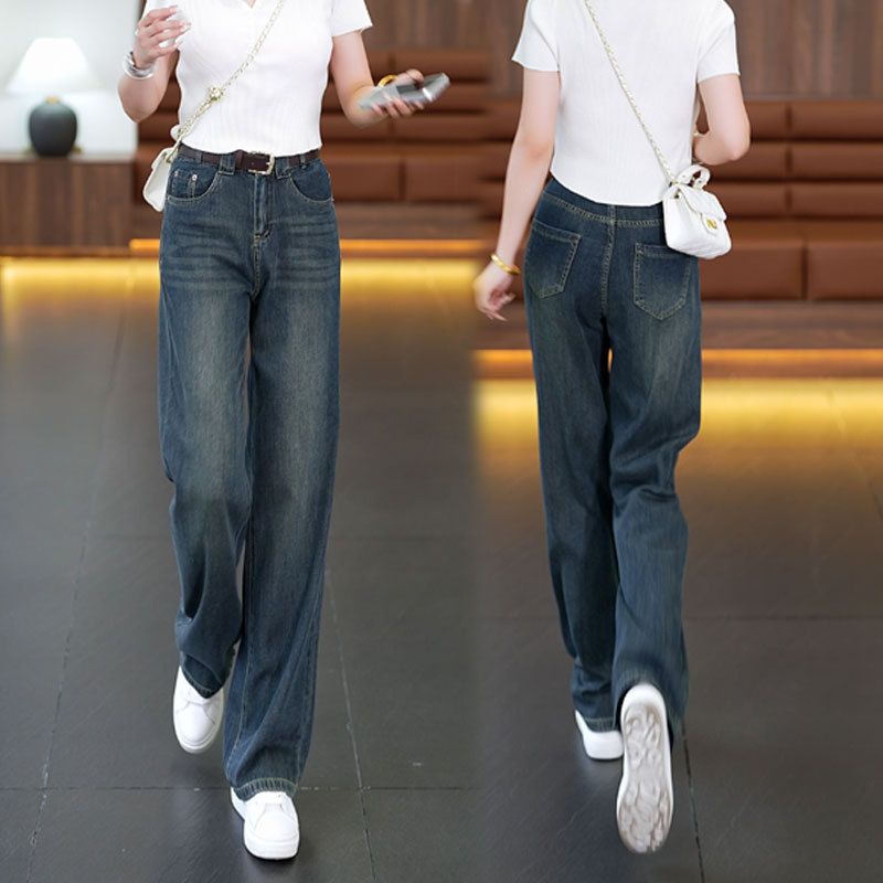 高腰顯瘦直筒牛仔褲