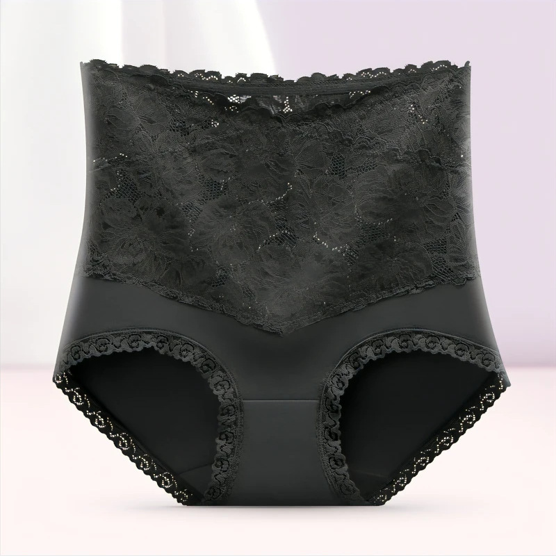 夏季新款女士內褲純棉收腹提臀全棉透氣抗菌襠蕾絲大碼高腰三角褲
