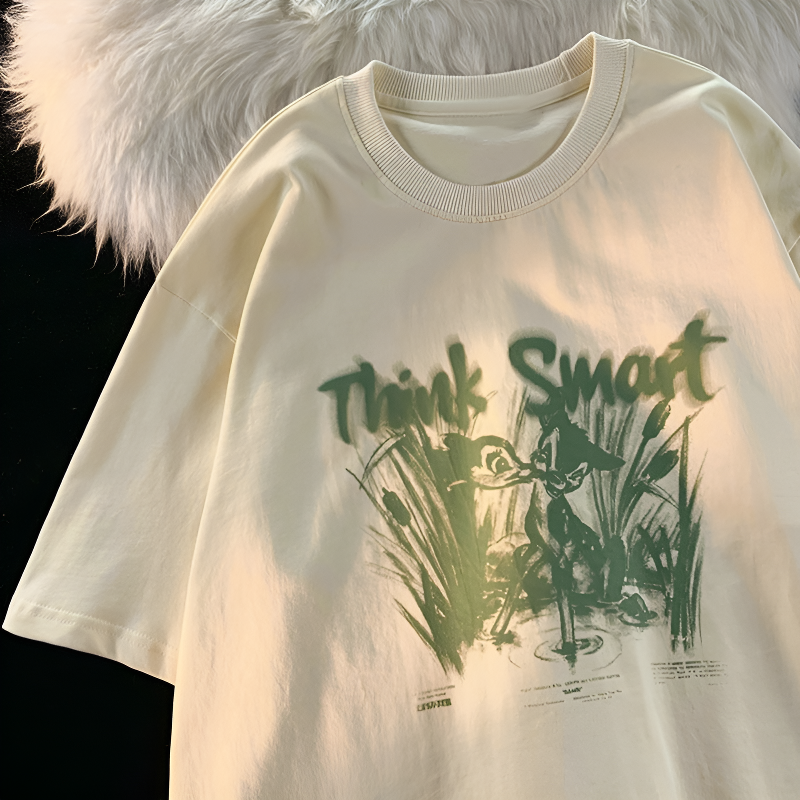 動物印花短袖襯衫女 T 卹