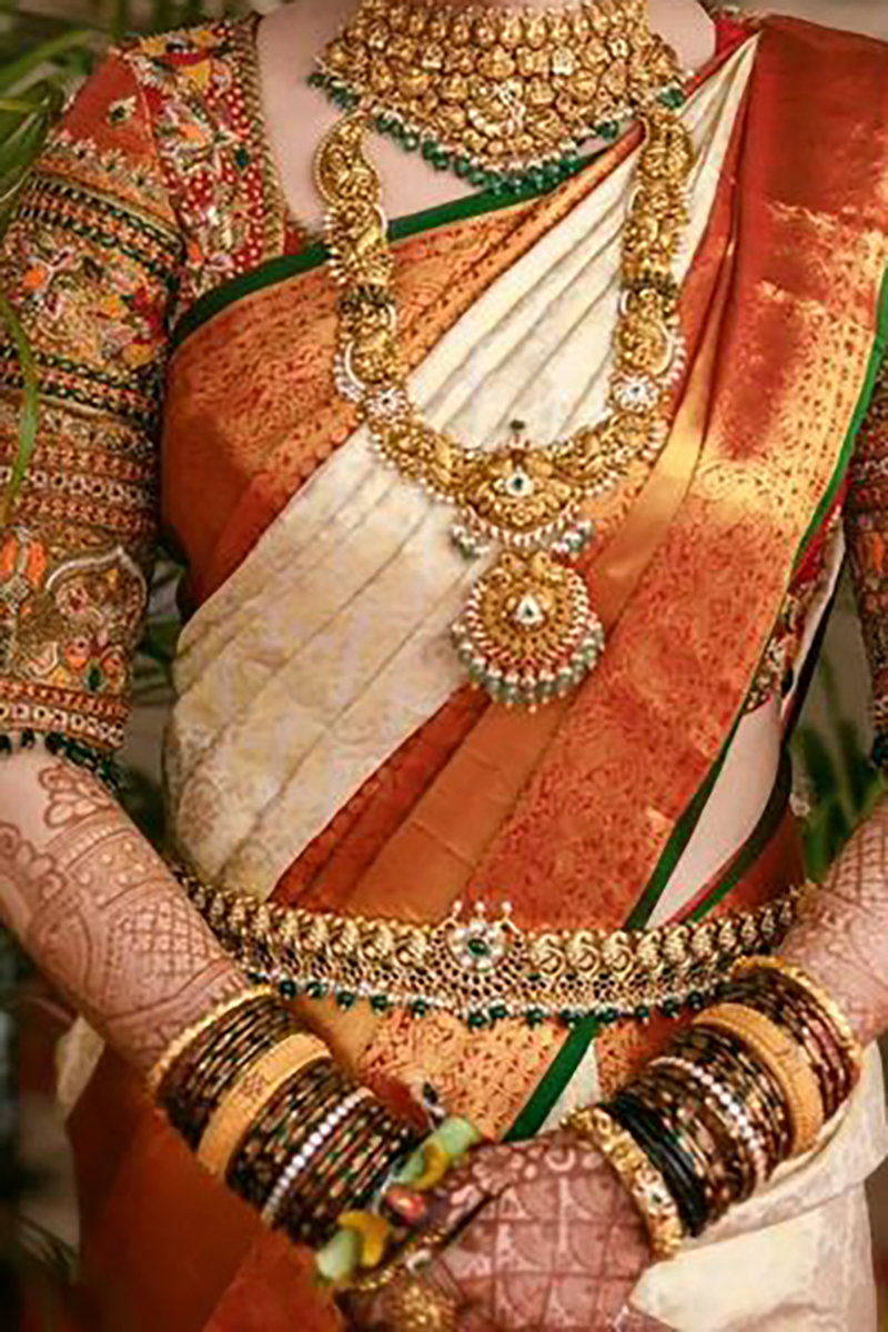 Off-white Soft Silk Banarasi Style Saree