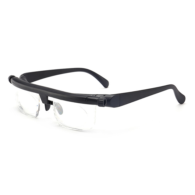 Adjustable focus reading glasses