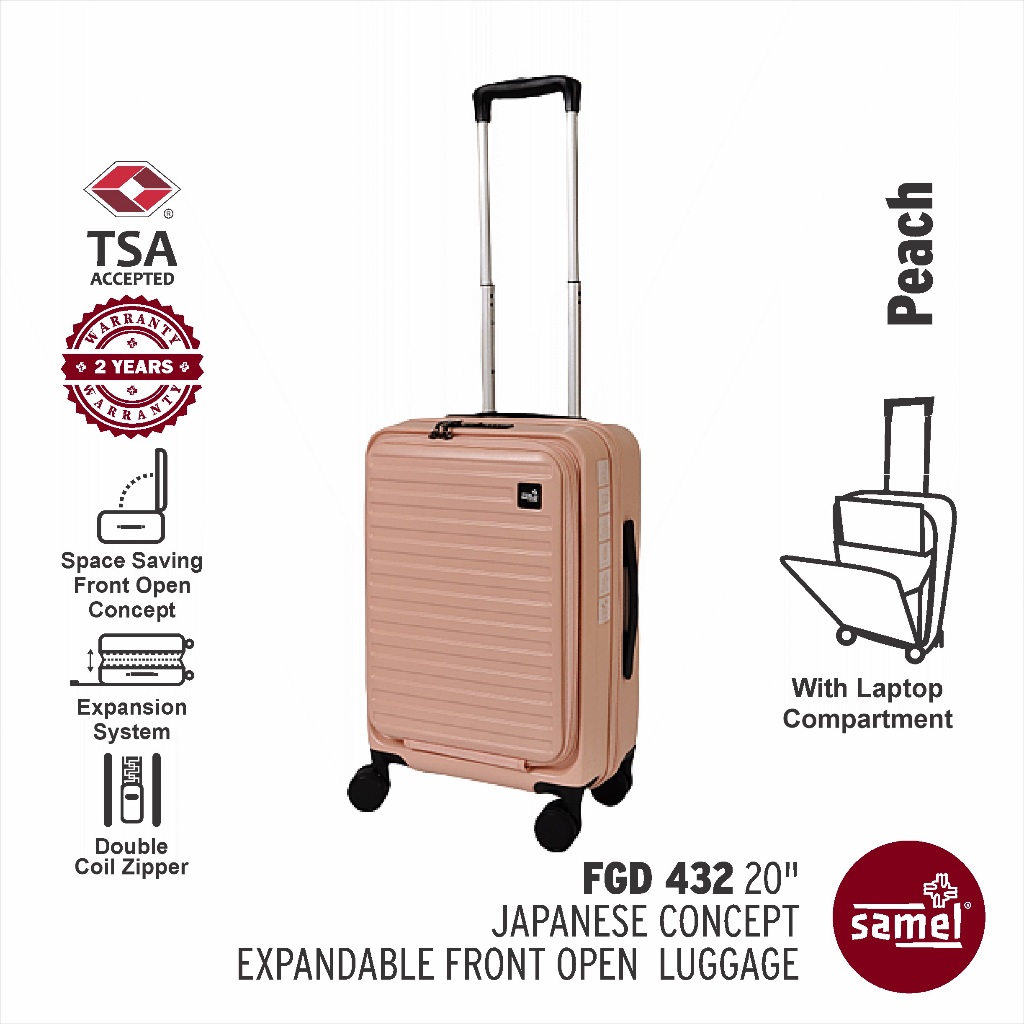 Samel 20 FGD 432 Japanese Concept Expandable Anti Theft Zipper Front Open Luggage SAMEL