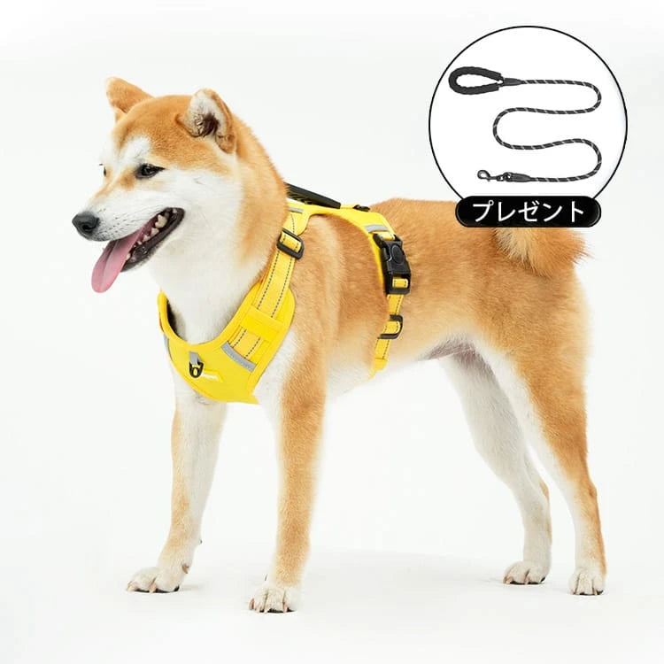 GIIPET-ペット用ハーネス　引っ張り防止　一体式　脱着簡単　反射機能　グリップ付き-Giipet