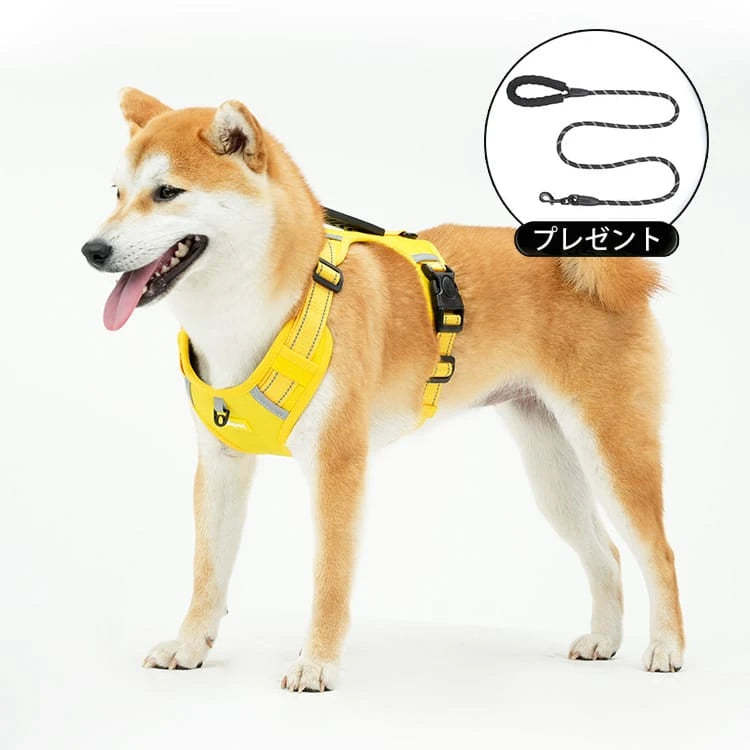 GIIPET-ペット用ハーネス　引っ張り防止　一体式　脱着簡単　反射機能　グリップ付き-Giipet