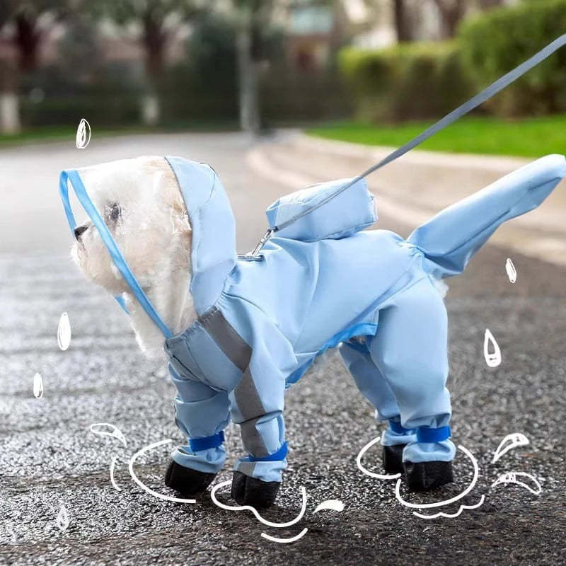 giipet-ペット用レインコート　フルカバー　リード穴　着脱簡単　夜間反射　梅雨対策　耐水性　風よけ寒さ対策