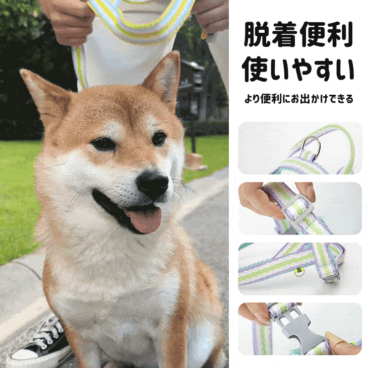 giipet-ペットハーネス リードかわいい 引っ張り防止 抜けにくい 脱着便利