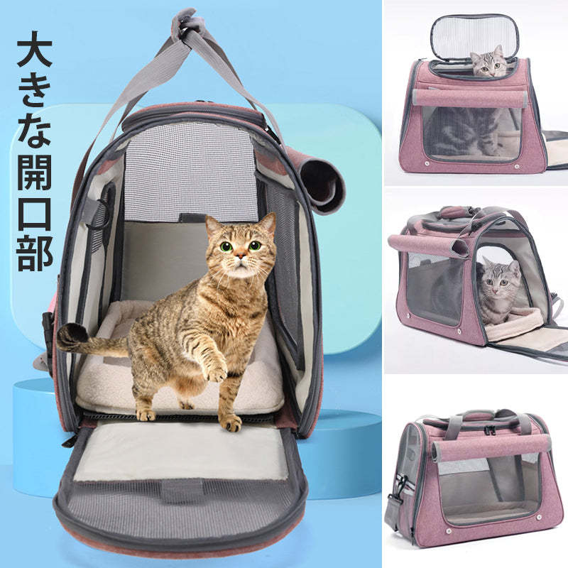 giipet-ペットキャリーバッグ　メッシュ窓、暖かいマット付き　3WAY　超軽量-Giipet