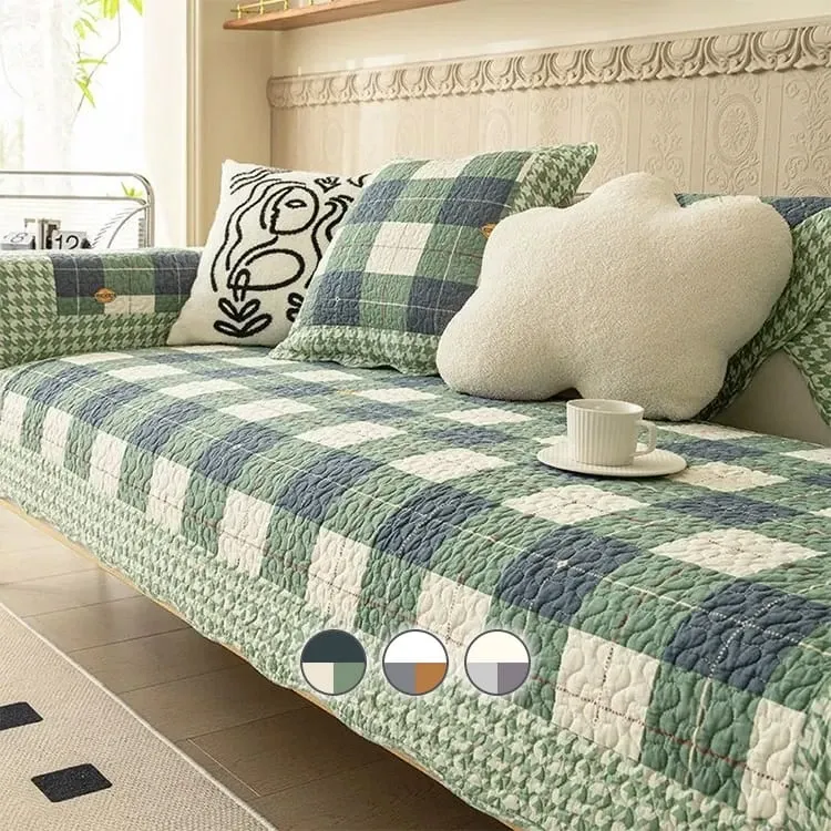 giipet-ソファカバー　綿製　チェック柄　犬猫対策　引っかき傷に強い　耐摩耗　オールシーズン対応-Giipet