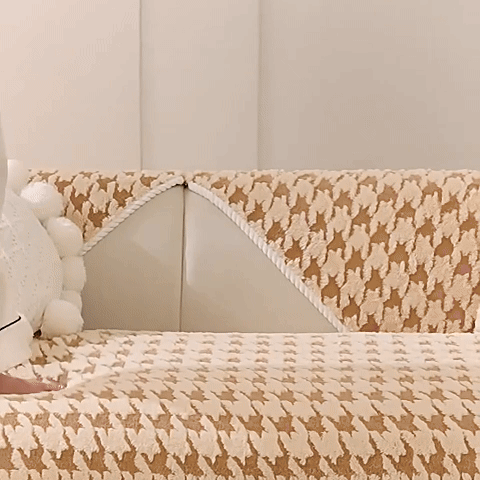 giipet-ソファカバー　千鳥格子　ふわふわ　2層構造　ずれにくい　エコ　お手入れ楽々-Giipet