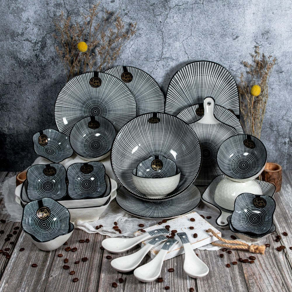 Bundle Deal - Scattered Lines Collection 26PCS Dining Set