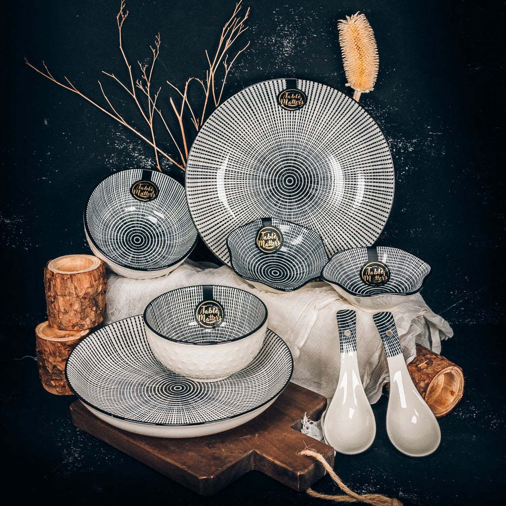 Bundle Deal - Scattered Lines 8PCS Dining Set