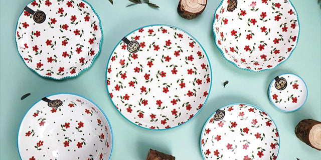 Polka Floral - Hand Painted 7 inch Coupe Plate