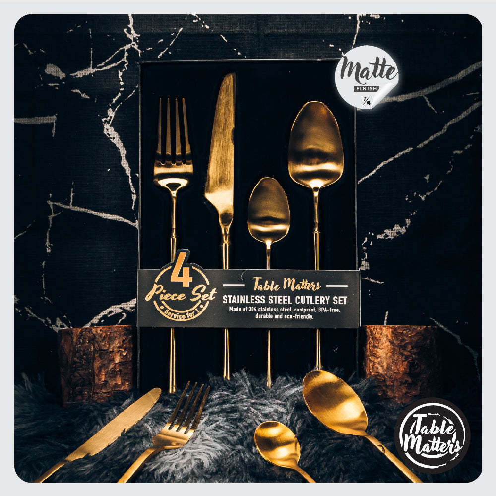 Parisian 4 Piece Stainless Steel Cutlery Set (Gold)