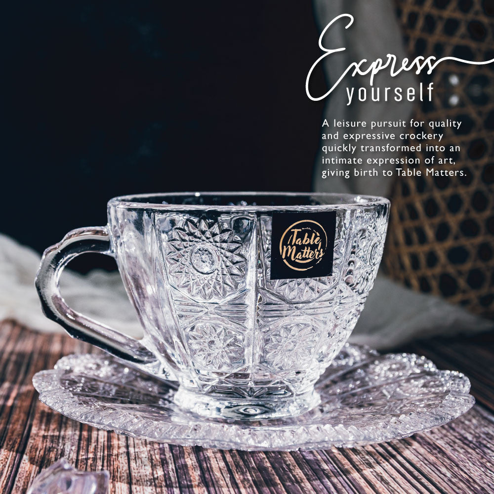 Taikyu Lace Glass Cup and Saucer Collection
