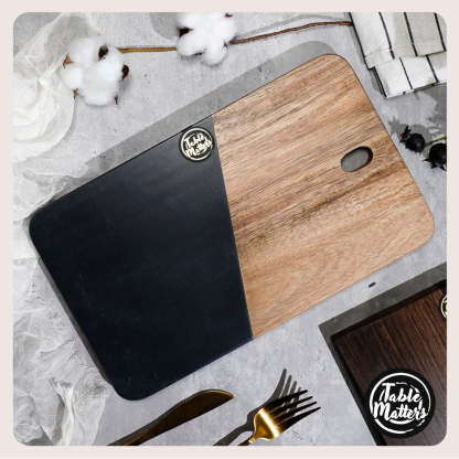 SCANDI - Black Marble Wood Rectangular Cutting Board
