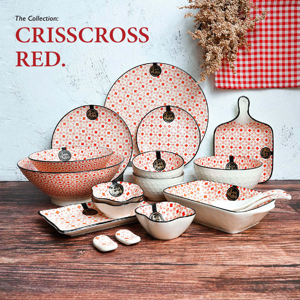 Bundle Deal - Crisscross Red 12PCS Dining Set