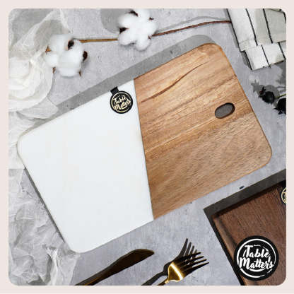 SCANDI - White Marble Wood Rectangular Cutting Board