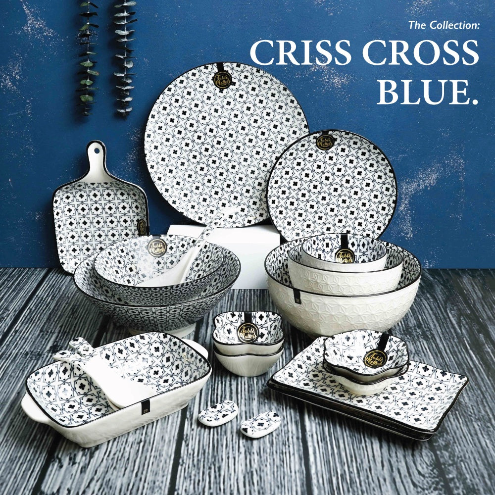 Bundle Deal - Crisscross Blue Tableware - Set of 8