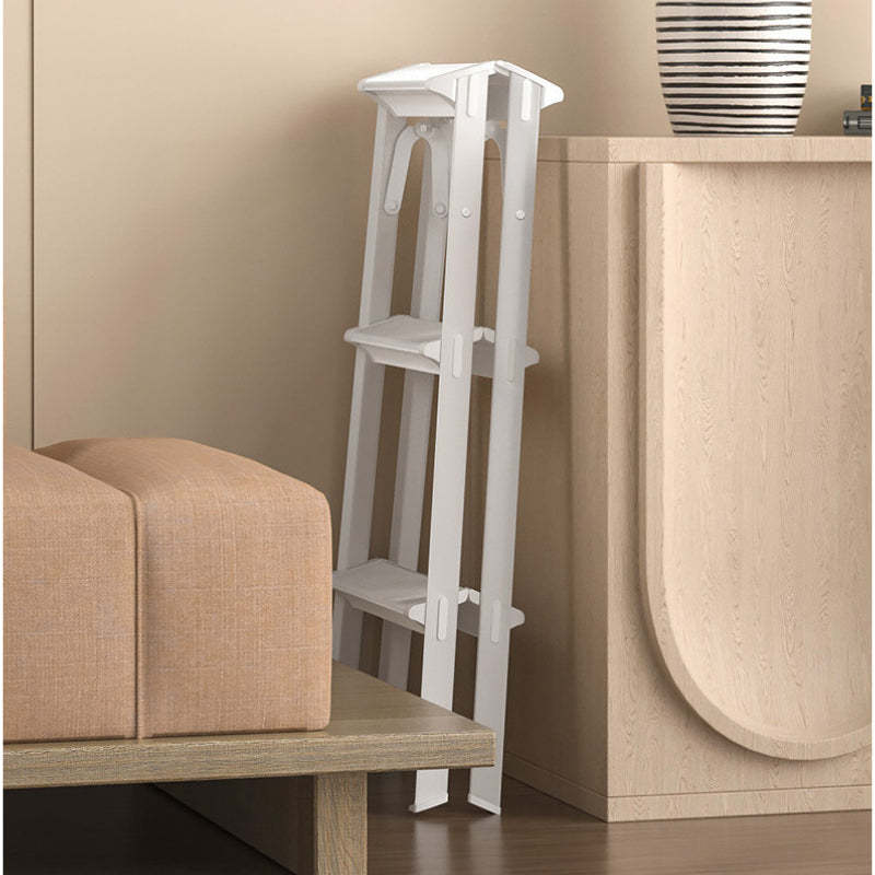HOUZE - VIV 3 Tier | 4 Tier Bi-Directional Foldable Aluminum Step Ladder 3 Color [Black | White | Woodgrain] - Compact