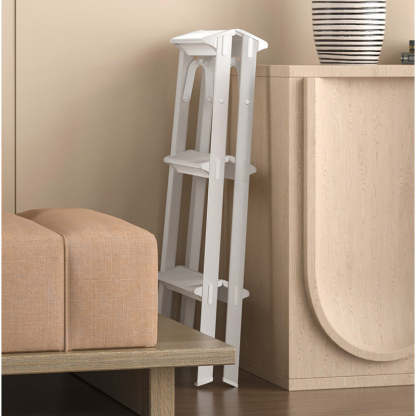HOUZE - VIV 3 Tier | 4 Tier Bi-Directional Foldable Aluminum Step Ladder 3 Color [Black | White | Woodgrain] - Compact