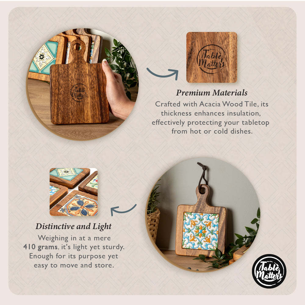 Acacia Tile Pot Coaster Collection | Solid Acacia Wood | Real Premium Tiles