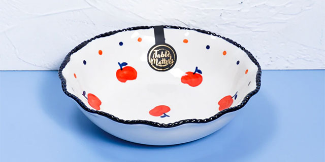 Apple Harvest - Hand Painted 7 inch Scallop Lace Bowl