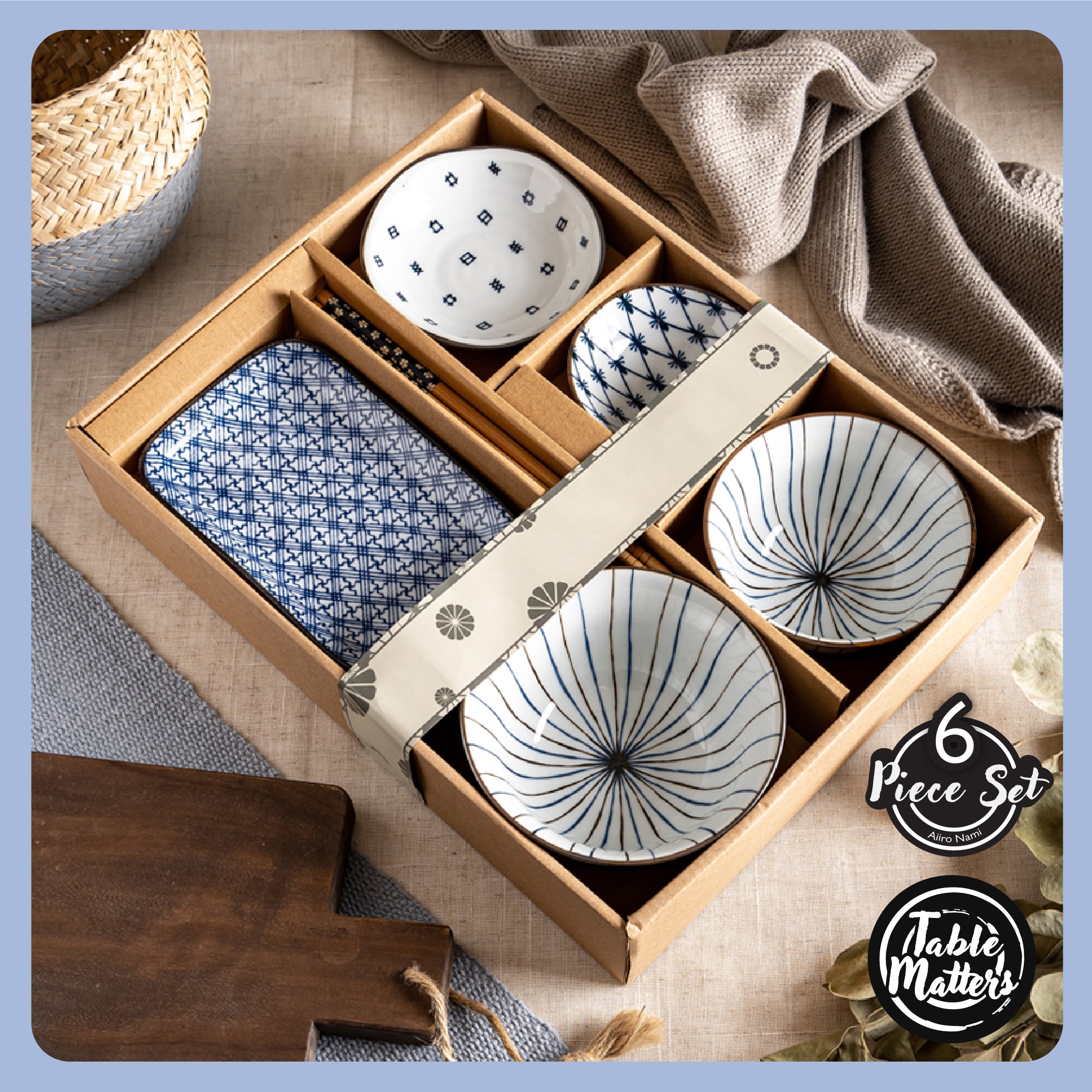 Aiiro Nami Assorted 6pcs Dinnerware Gift Box Set