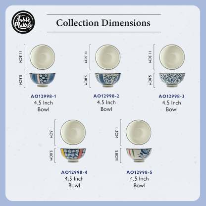 Aoba Assorted 4.5 inch Threaded Bowl (Box Set of 5)